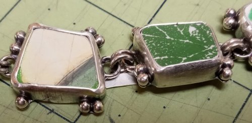 Judy Larson's Broken  AKA Bits and Pieces Dish Jewelry - , Metalwork, Filing, Finishing, Tumbling, Tumble, Tumbling Jewelry, Butane Torch, Soldering, Solder, Design, use the strips to approximate the spaces between the links